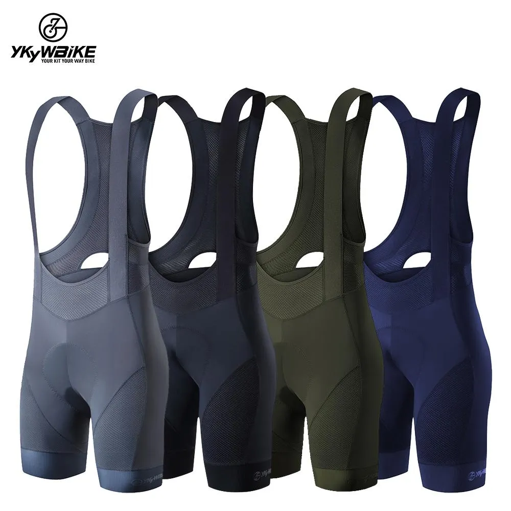 YKYW Men’s Cycling Bib Shorts Elastic Performance 6H Padded Tights Olivegreen Blue Black Darkblue Darkgray Color Bicycle Bib Shorts