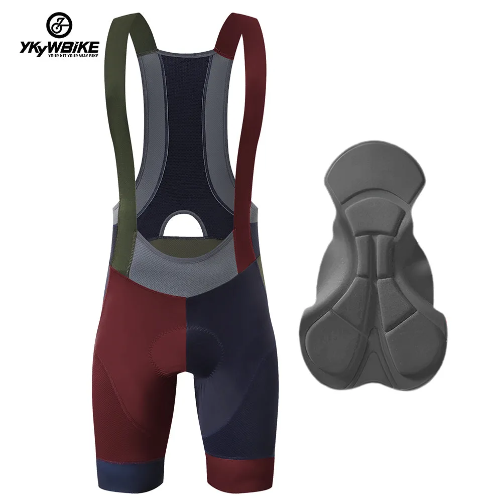 YKYW Men’s Cycling Bib Shorts Elastic Performance 6H Padded Tights Olivegreen Blue Black Darkblue Darkgray Color Bicycle Bib Shorts