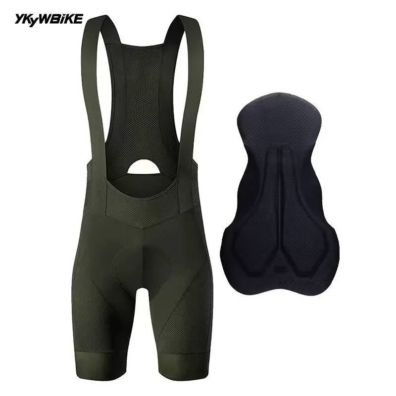 YKYW Men’s Cycling Bib Shorts Elastic Performance 6H Padded Tights Olivegreen Blue Black Darkblue Darkgray Color Bicycle Bib Shorts