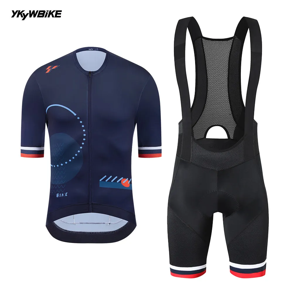 YKYW Summer Men's Cycling Short Sleeve Jersey Clothing Set 6 Hours Bib Shorts Suit Breathable Mtb Bicycle Clothing Road Bike Suit