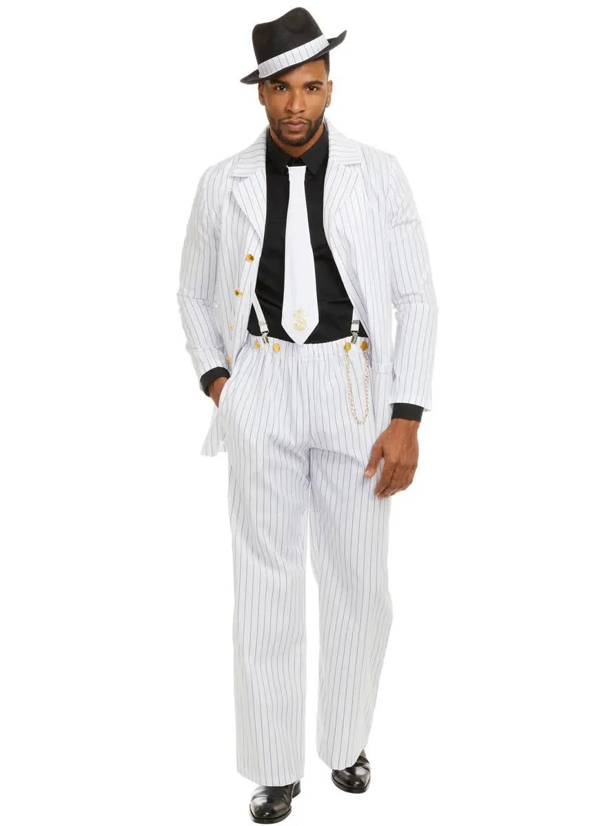 Zoot Suit Riot Mens Plus Size White 1940s Gangster Costume