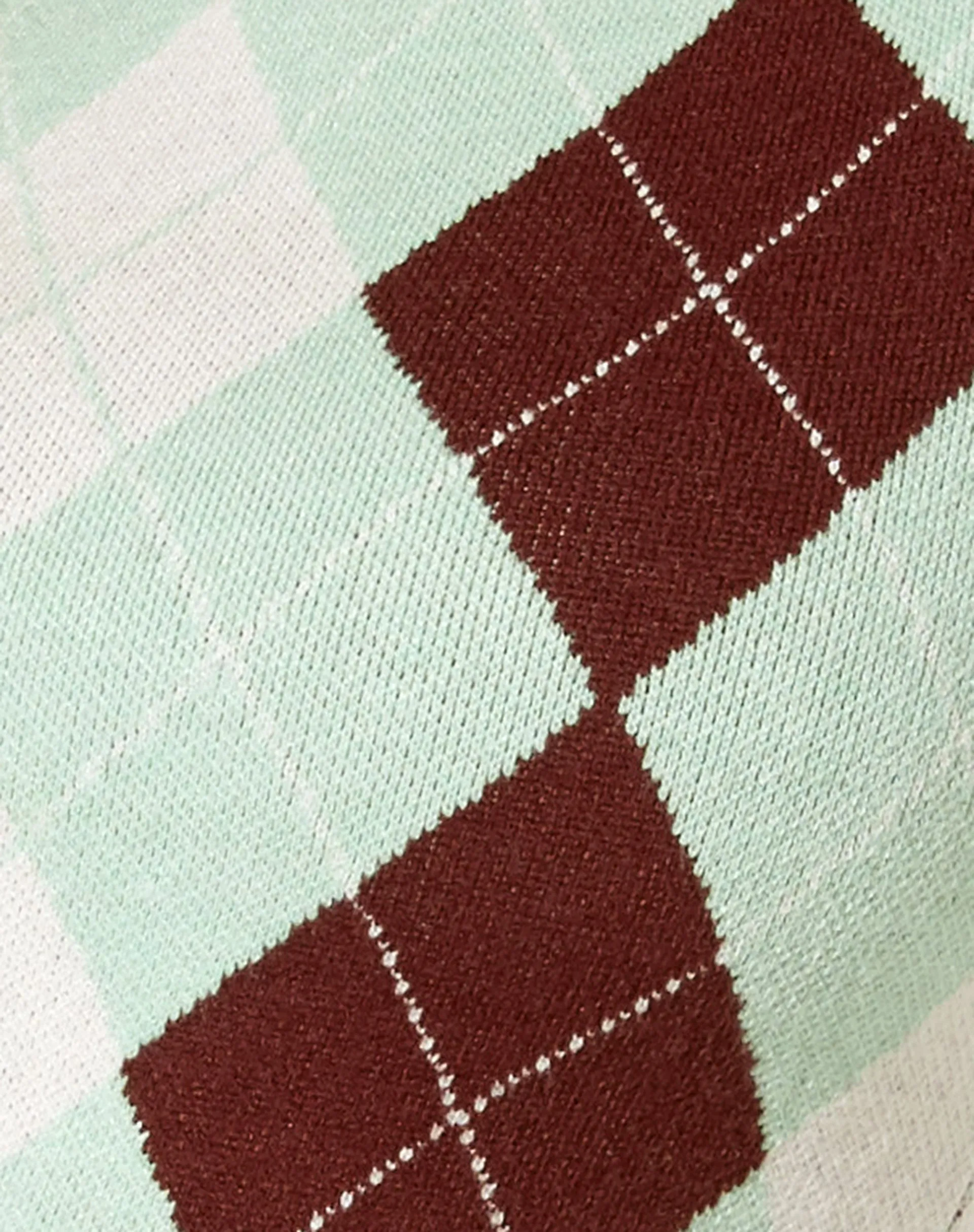 Zuki Jumper in Argyle Green Cream and Brown